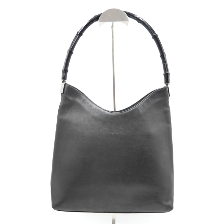 GUCCI(グッチ)バンブー ワンショルダーバッグ ハンドバッグ ヴィンテージ ブラック レザー シルバー金具 001.3244.001998【中古】