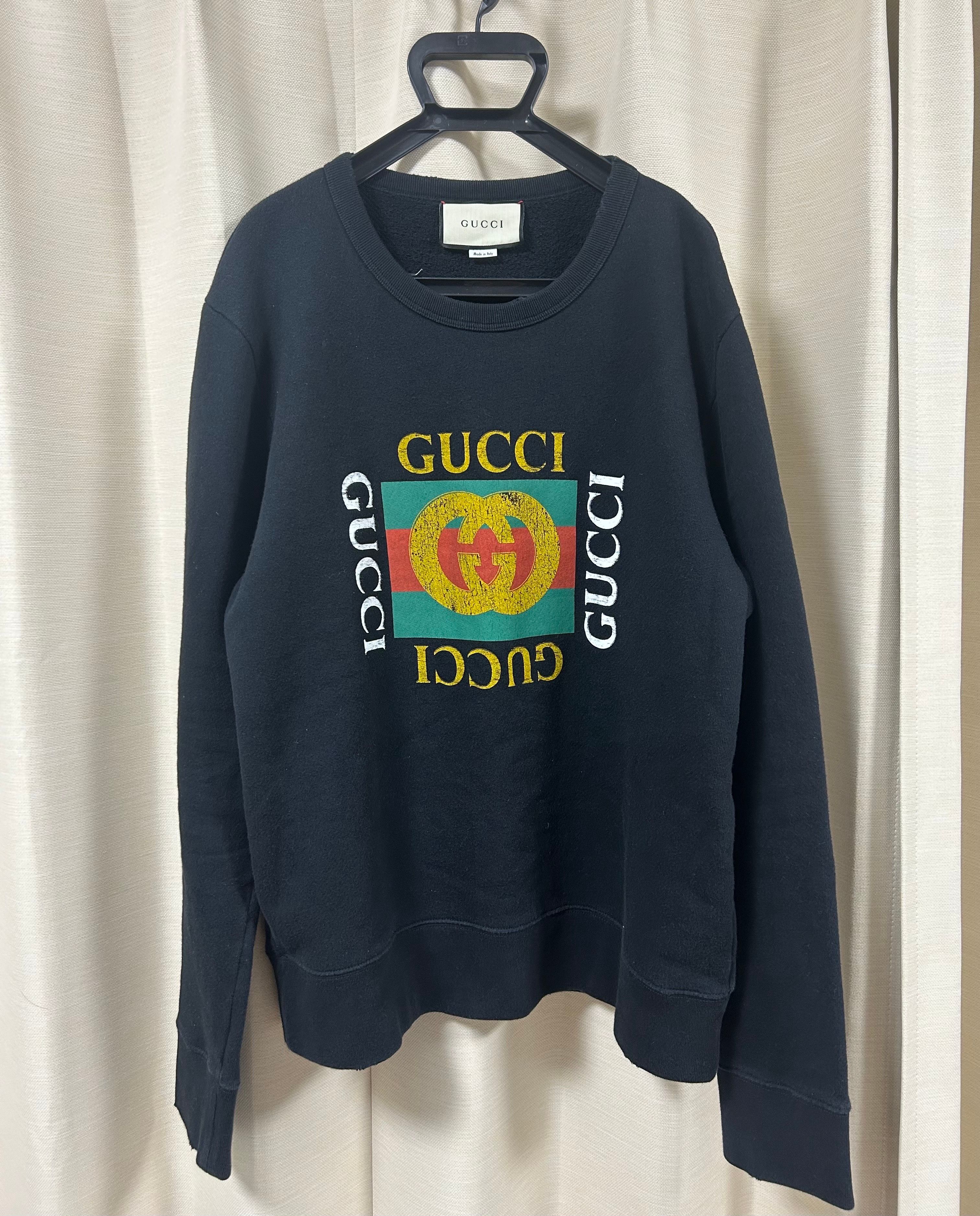 GUCCI Vintage Logo Cotton Sweatshirt "Black"