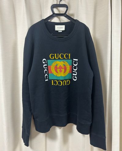GUCCI Vintage Logo Cotton Sweatshirt "Black"
