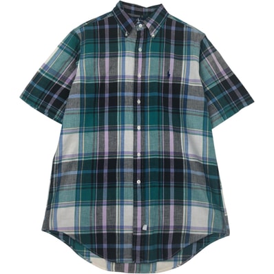 古着 ラルフローレン Ralph Lauren 半袖 ボタンダウン チェックシャツ メンズM相当/eaa637748