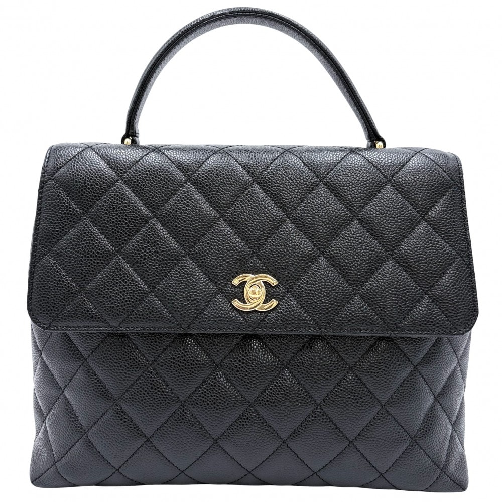 CHANEL シャネル ハンドバッグ マトラッセ ココマーク ターンロック トップハンドル A12397  キャビアスキン   ブラック 黒 ゴールド金具 レディース【中古品】