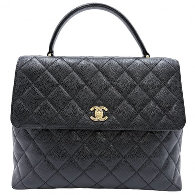 CHANEL シャネル ハンドバッグ マトラッセ ココマーク ターンロック トップハンドル A12397 キャビアスキン ブラック 黒 ゴールド金具 レディース【中古品】