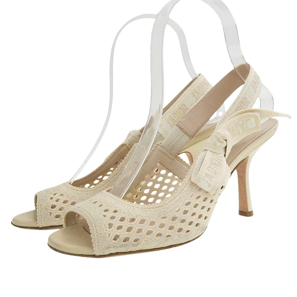 クリスチャンディオール エンブロイダリー スリングバック ストラップ  サンダル レディース ベージュ 36D ベージュ