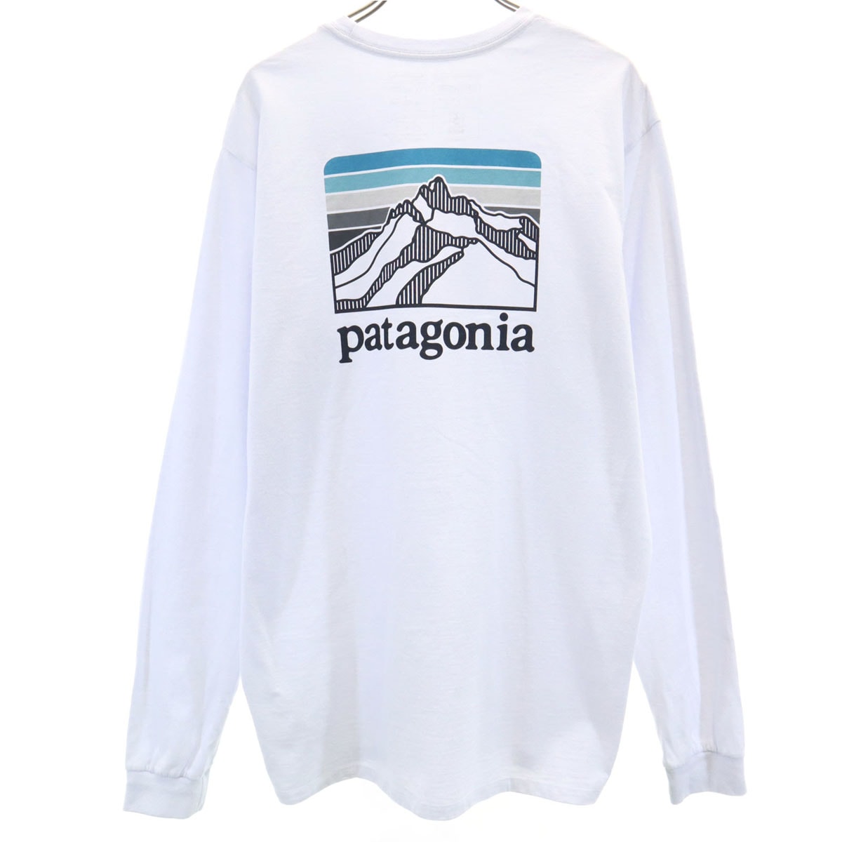 美品 patagonia パタゴニア バックプリント 長袖 Tシャツ M ブルーホワイト 38517SP22 アウトドア ロンT