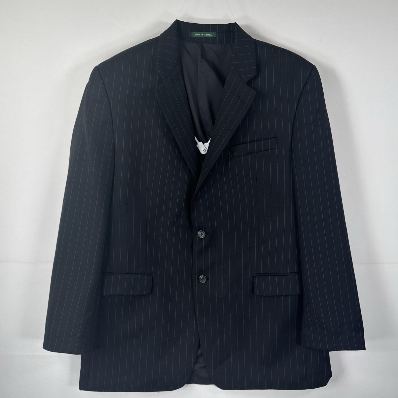 古着 ラルフローレン RALPH LAUREN テーラードジャケット スーツ ブレザー 大きいサイズ 44L  ブラック ストライプ メンズ