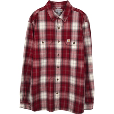 古着 カーハート Carhartt RELAXED FIT チェック柄 オンブレチェック 長袖 ボタンダウン ワークシャツ メンズL相当/eaa647651