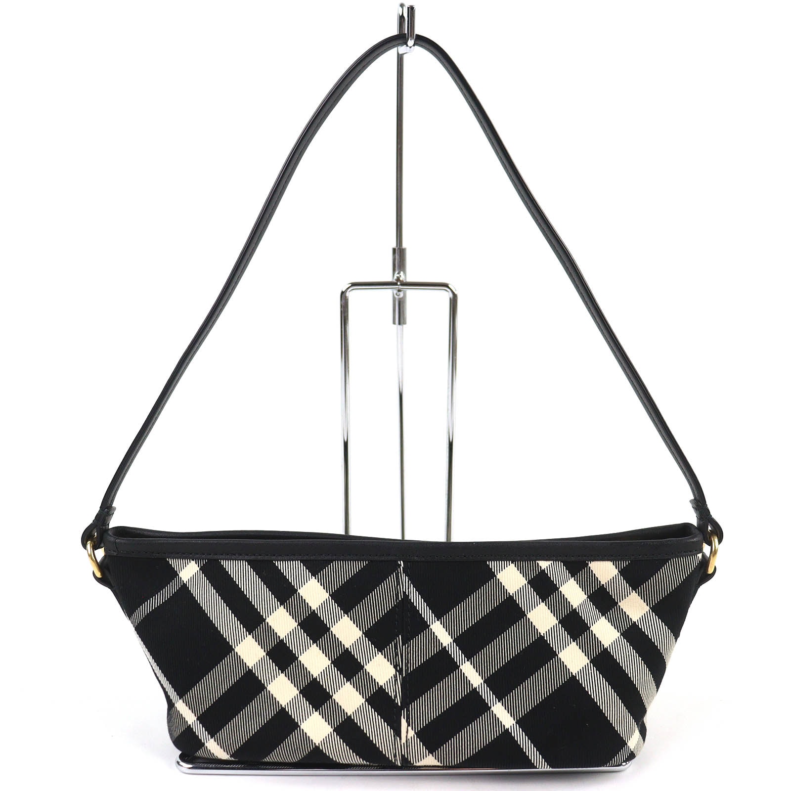 美品 バーバリー チェック柄 ミニショルダーバッグ ブラック 8095295