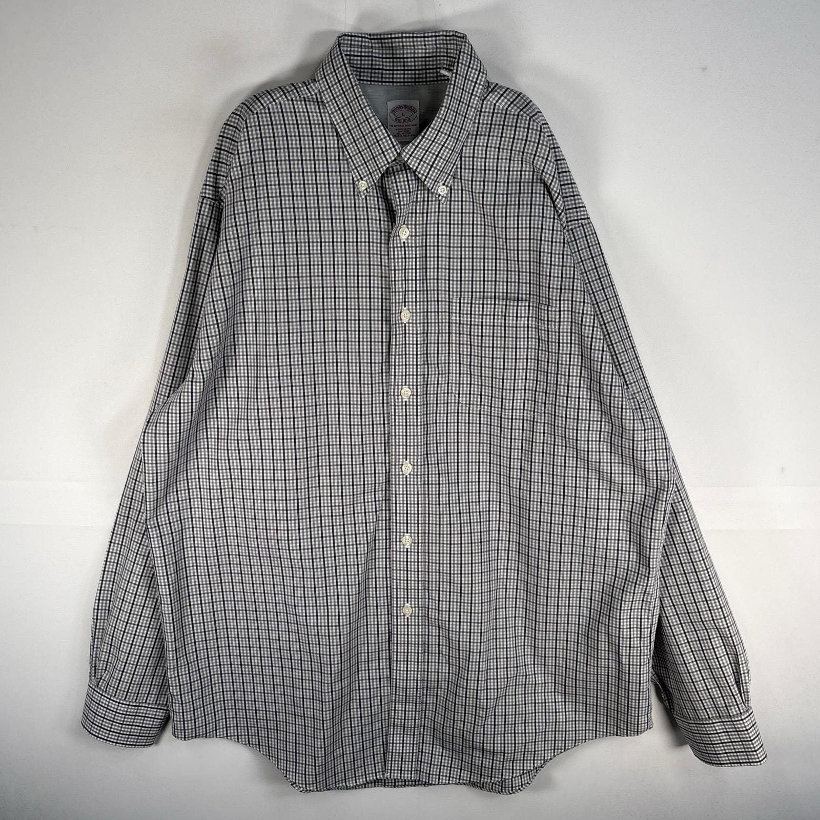 古着 ブルックスブラザーズ Brooks Brothers 長袖シャツ チェック REGULAR FIT ボタンダウン L  グレー系 マルチカラー メンズ
