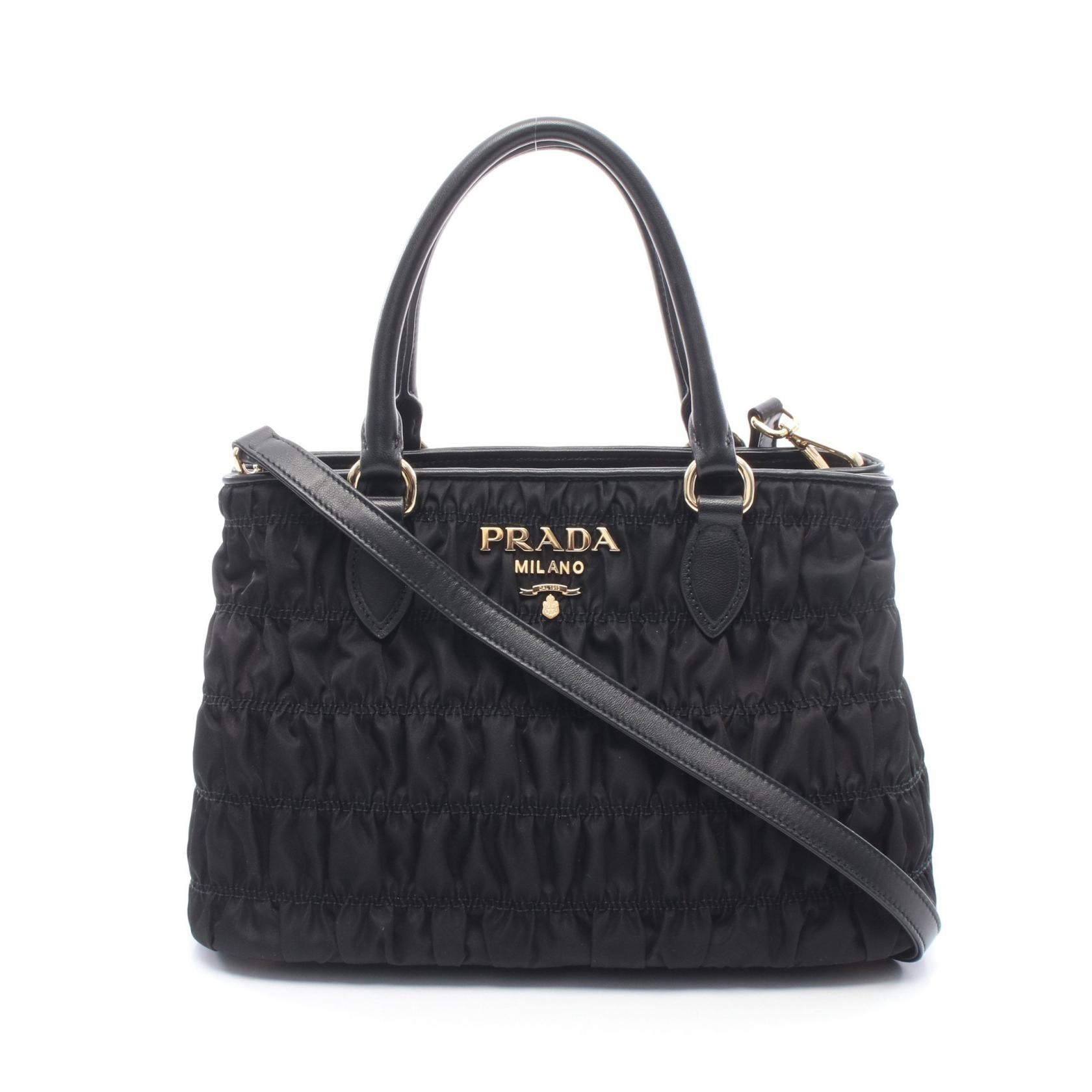プラダ PRADA TESSUTO GAUFRE' 2WAY トートバッグ バッグ ナイロン レザー レディース ブラック系 1BA173 【中古】