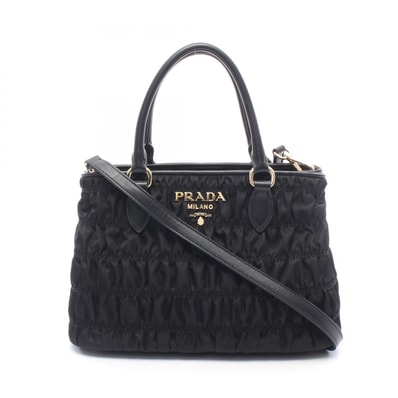 プラダ PRADA TESSUTO GAUFRE' 2WAY トートバッグ バッグ ナイロン レザー レディース ブラック系 1BA173 【中古】