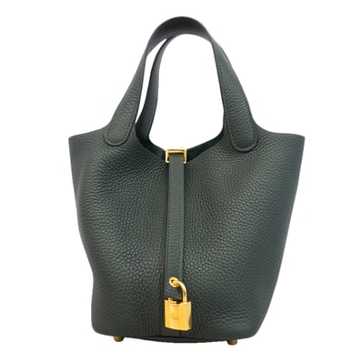 ★最終価格★SALE【6id5605】エルメス ハンドバッグ ピコタンロックPM トリヨンクレマンス ヴェール ゴールド金具 W刻印【中古】レディース