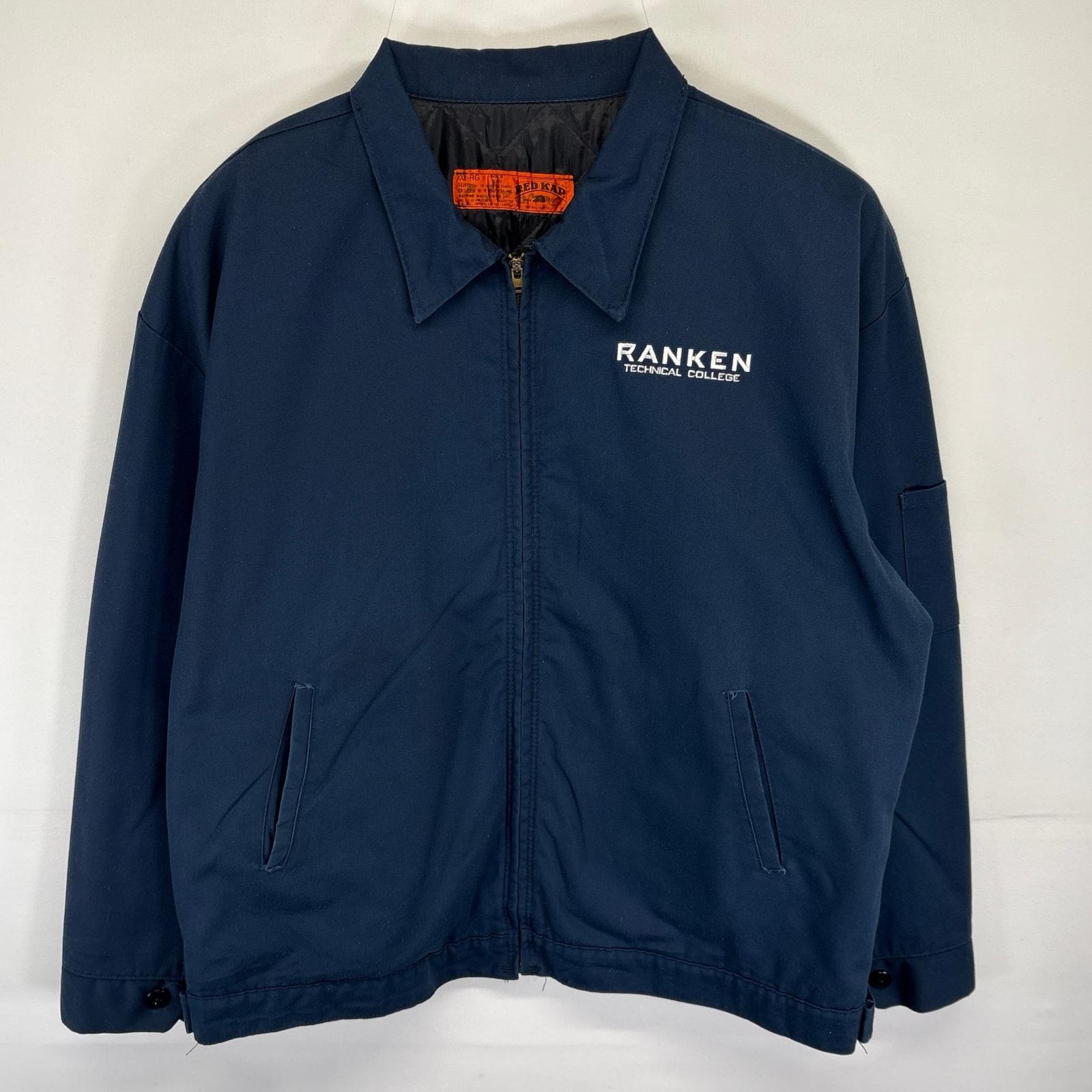 古着 レッドキャップ RED KAP ワークジャケット フルジップ カレッジロゴ 作業着 大きいサイズ 14041  ネイビー メンズ