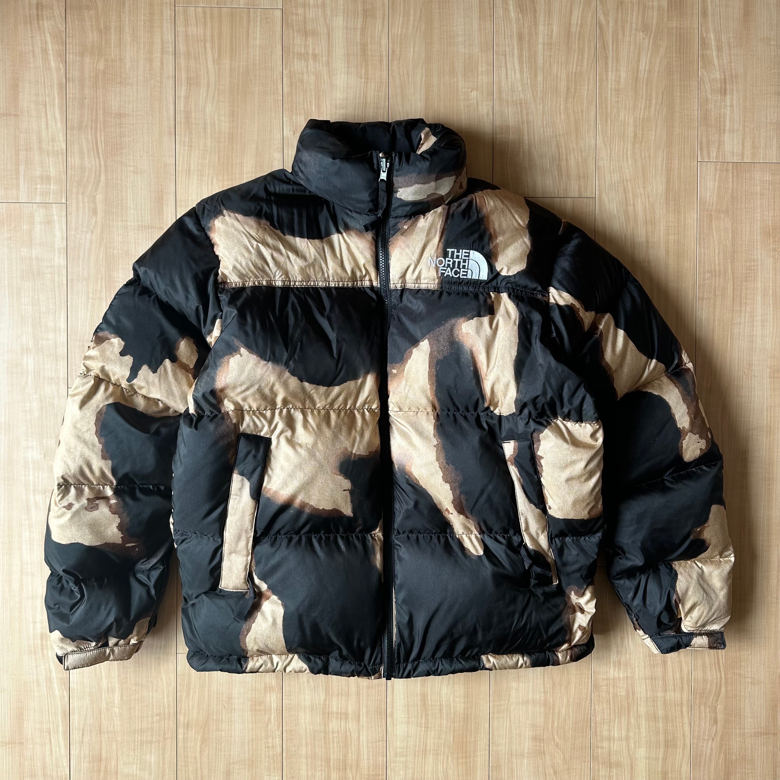 Supreme x The North Face Bleached Denim Print Nuptse Jacket "Black"