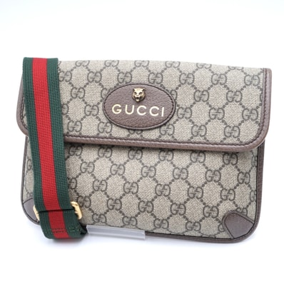 GUCCI(グッチ)ネオ ヴィンテージ GGスプリーム ベルトバッグ ショルダーバッグ GG柄 シェリーライン ベージュ ブラウン レザー 493930【中古】