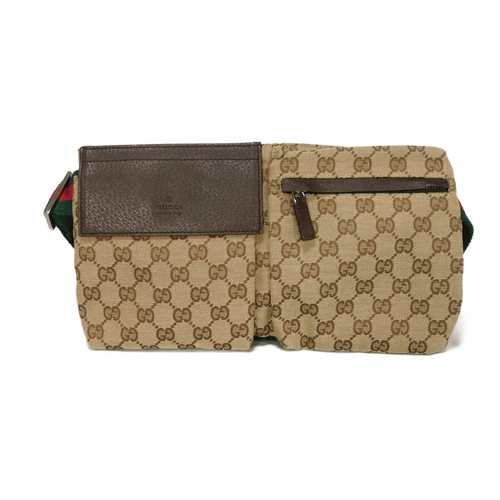 GUCCI グッチ GG キャンバス ウエストバッグ ロゴ エンボス カーフ ブラウン グリーン レッド ウエストポーチ ショルダーバッグ ウェブ ストライプ ベージュ ボディバッグ 28566
