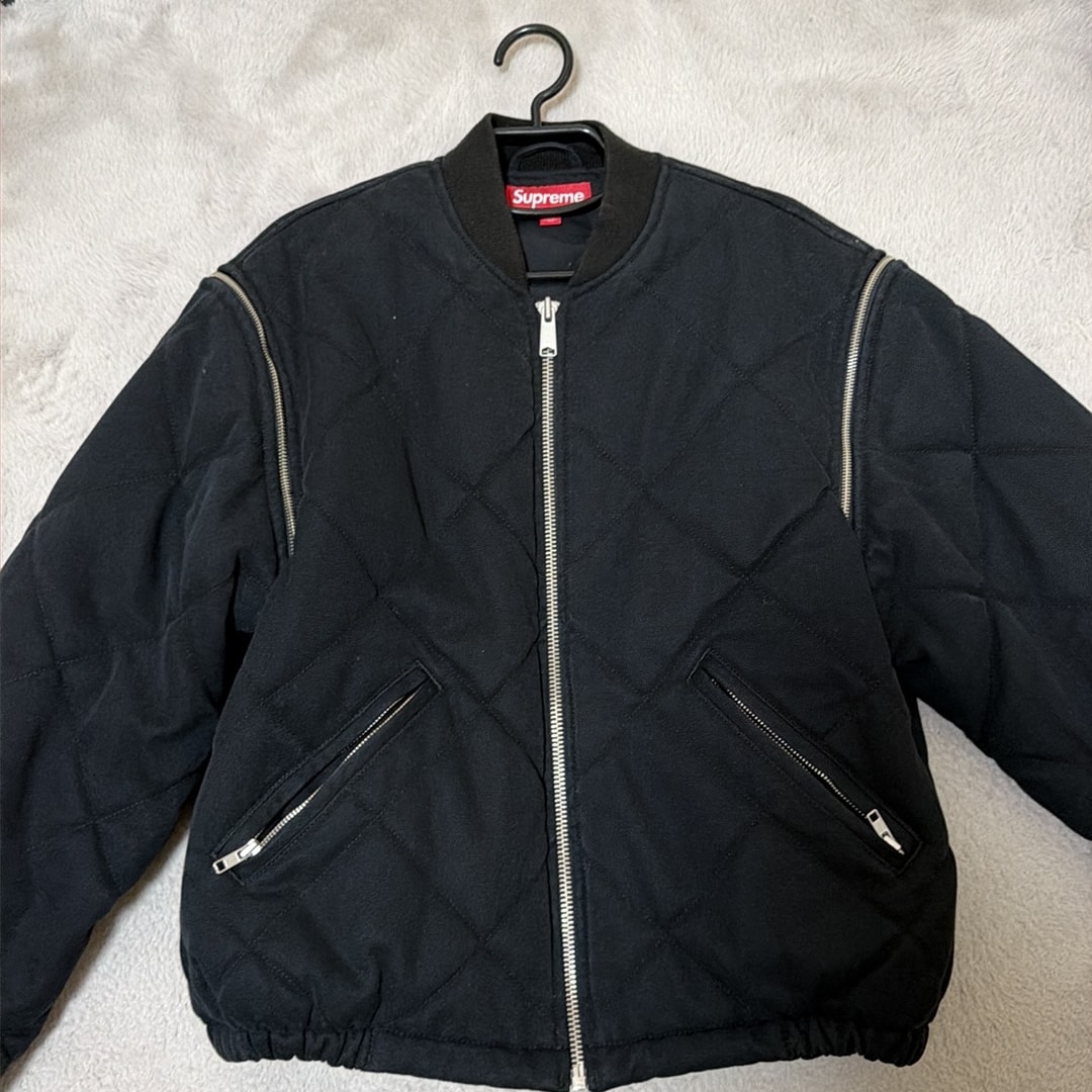 Supreme Zip-Off Sleeve Quilted Bomber Jacket "Black"