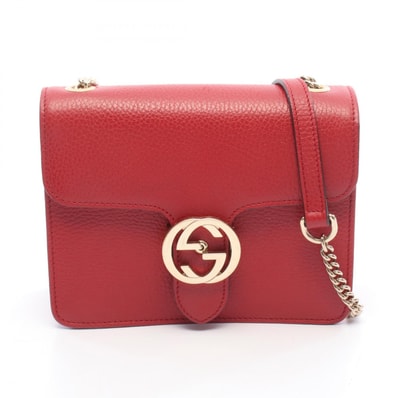グッチ GUCCI インターロッキングG ショルダーバッグ バッグ レザー レディース レッド系 510304 【中古】