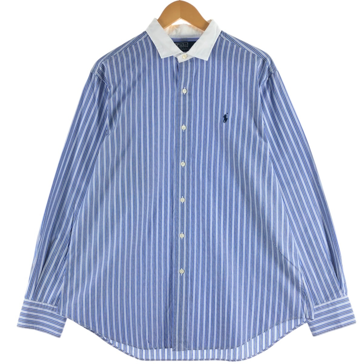 古着 ラルフローレン Ralph Lauren POLO by Ralph Lauren NOBLE 長袖 コットンストライプシャツ メンズL相当/eaa512389