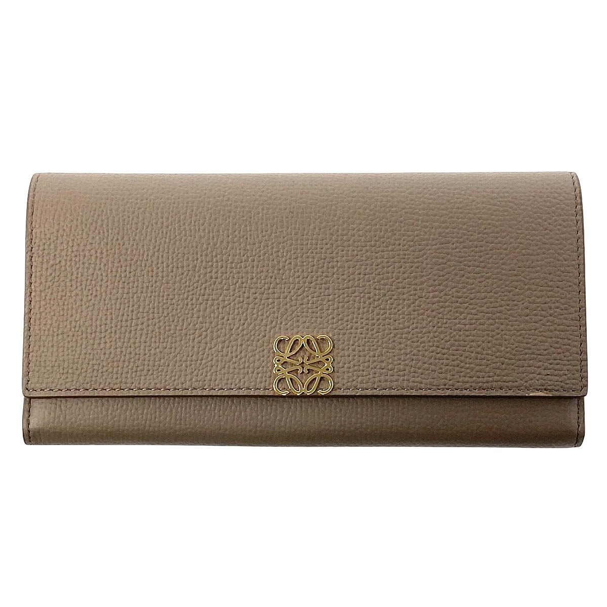 LOEWE ロエベ アナグラム コンティネンタル ウォレット 長財布 C821ACWX07 レザー トープ ゴールド金具 レディース【中古】