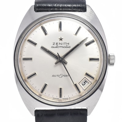 値下 ゼニス ZENITH ヴィンテージ オートスポーツ 28800 Cal.2562 シルバー 自動巻き メンズ 腕時計 I#147401