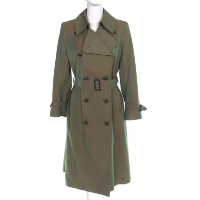 良品 バーバリー 裏地ノバチェック柄 ベルト付き トレンチコート 玉虫色 L