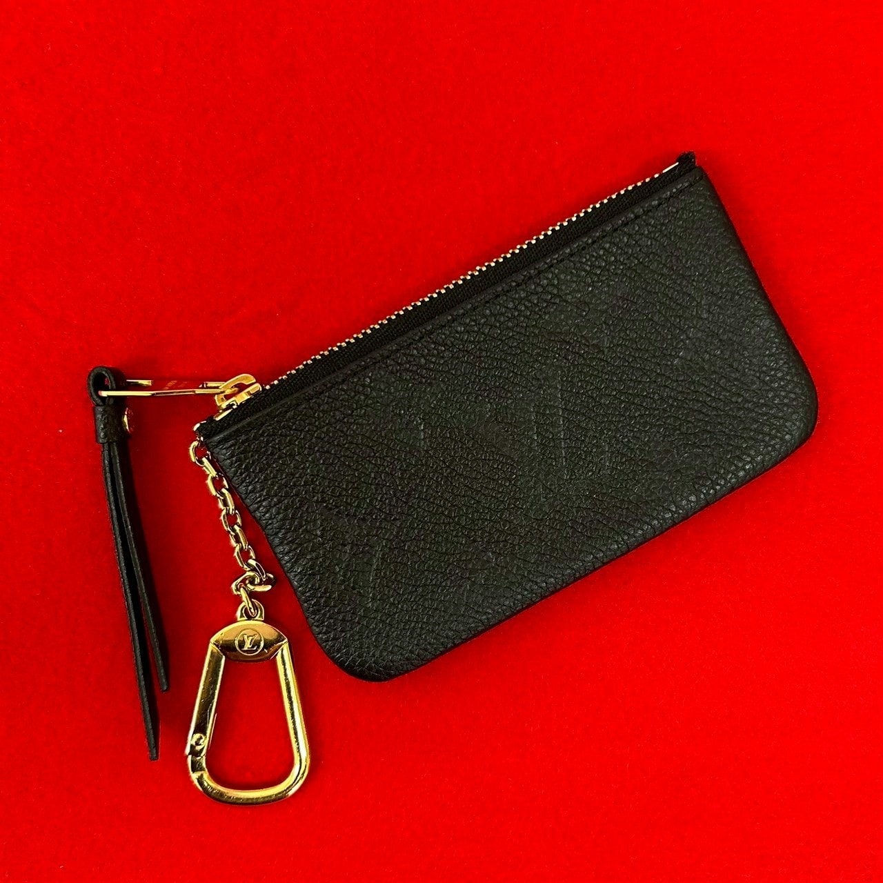 LOUIS VUITTON ルイヴィトン ポシェット クレ モノグラム アンプラント レザー コインケース ブラック
 2400b