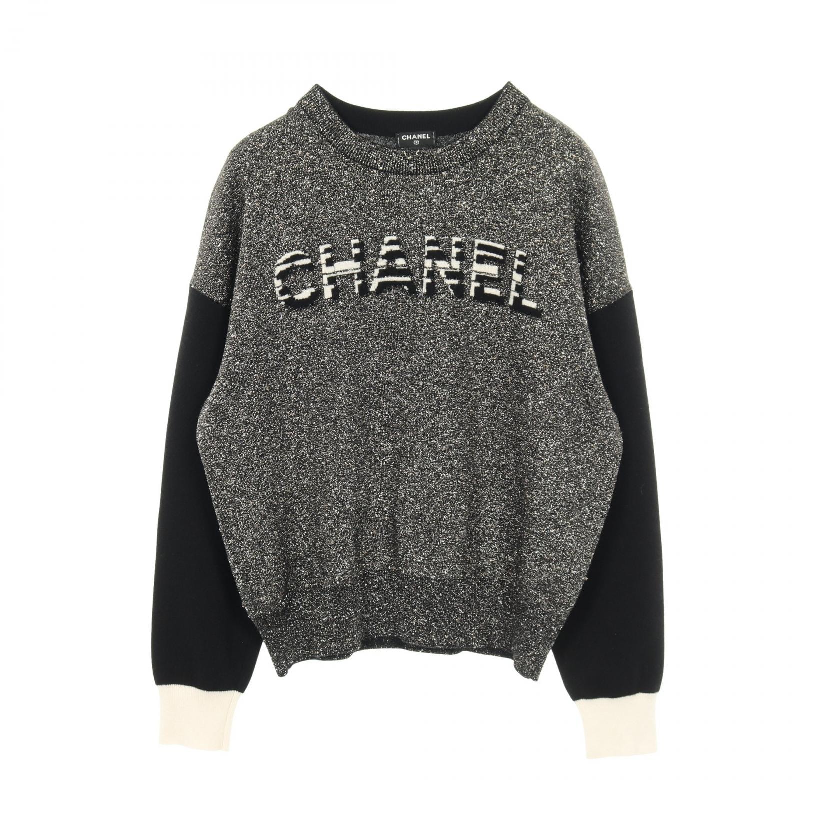 シャネル CHANEL ロゴ ニット 衣料品 トップス カシミヤ コットン レディース ブラック系 / シルバー系 / ゴールド系 P62886K48477 【中古】