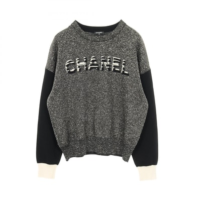 シャネル CHANEL ロゴ ニット 衣料品 トップス カシミヤ コットン レディース ブラック系 / シルバー系 / ゴールド系 P62886K48477 【中古】