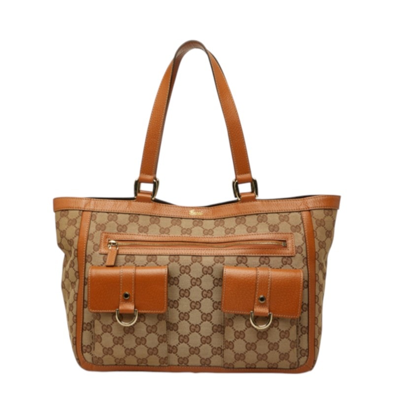 グッチ GGキャンバス アビー ショルダーバッグ トートバッグ 146247 ベージュ キャンバス レザー レディース GUCCI 中古