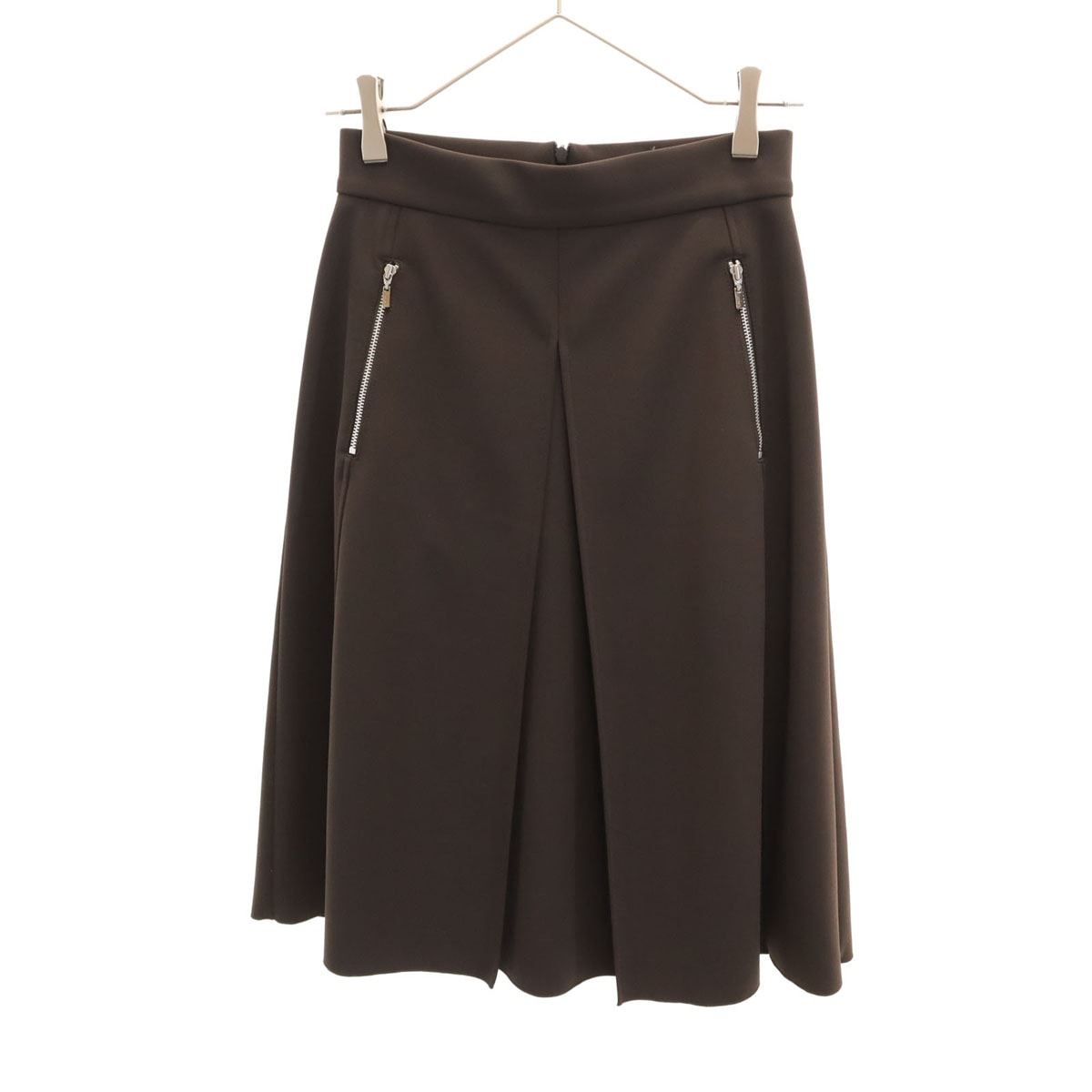 美品 FOXEY NEW YORK フォクシーニューヨーク 日本製 ミモレ丈 18771-SPSAY86 フレアスカート 40 ブラウン系