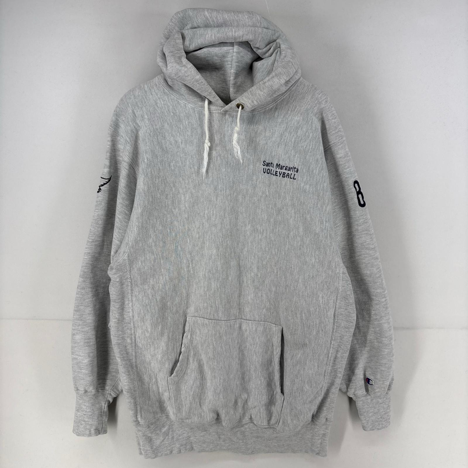古着 90's/90年代 チャンピオン Champion USA製 パーカー スウェット プルオーバー 刺繍 リバースウィーブ 2XL  グレー メンズ