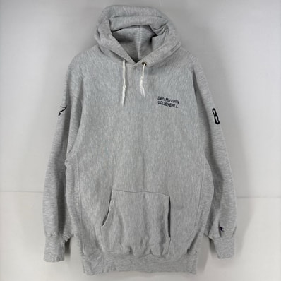 古着 90's/90年代 チャンピオン Champion USA製 パーカー スウェット プルオーバー 刺繍 リバースウィーブ 2XL グレー メンズ