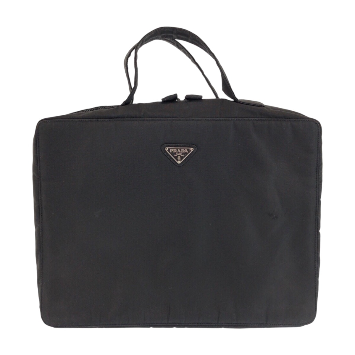 PRADA プラダ テスート 三角ロゴプレート ブラック 黒 シルバー金具 ナイロン ビジネスバッグ ブリーフケース 601160 【中古】