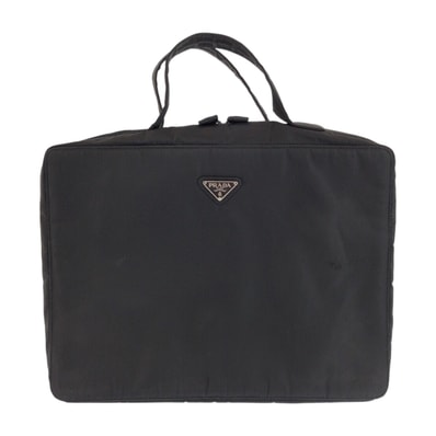 PRADA プラダ テスート 三角ロゴプレート ブラック 黒 シルバー金具 ナイロン ビジネスバッグ ブリーフケース 601160 【中古】