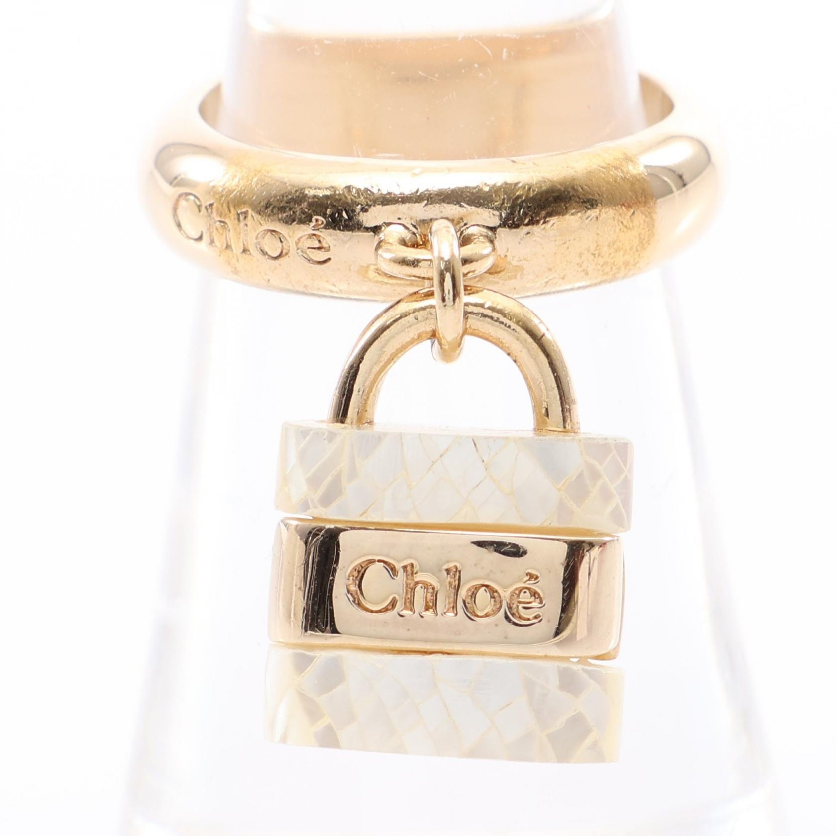 クロエ Chloe パドロックモチーフ リング・指輪 ジュエリー GP(ゴールドメッキ) シェル レディース ゴールド系 / ホワイト系 【中古】