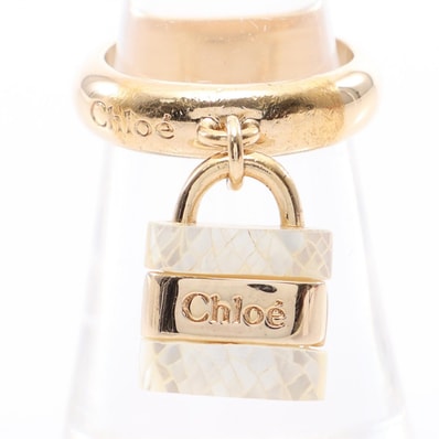 クロエ Chloe パドロックモチーフ リング・指輪 ジュエリー GP(ゴールドメッキ) シェル レディース ゴールド系 / ホワイト系 【中古】