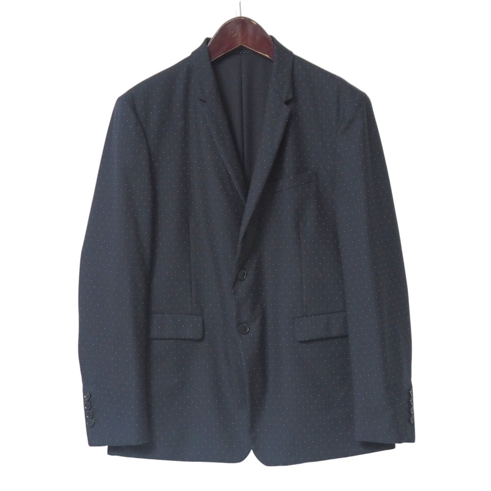 古着　テーラードジャケット　ストライプ　ネイビー　L 切りっぱなし　金ボタン イタリア製 MANI GIORGIO ARMANI ジョルジオ アルマーニ テーラード