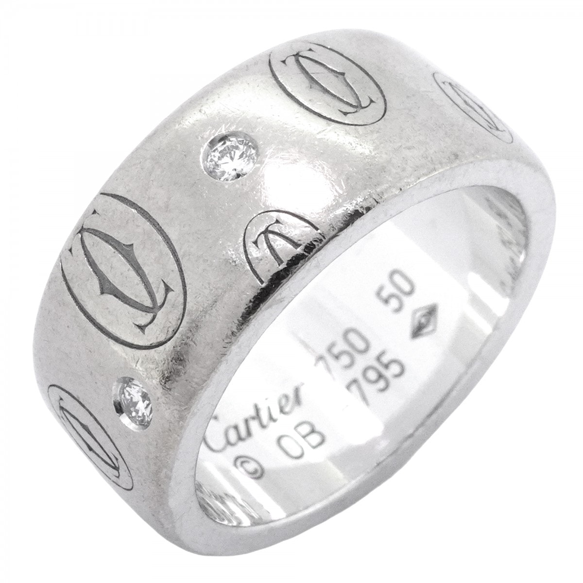 【6jdb0408-13】カルティエ リング ハッピーバースデー K18WG ホワイトゴールド ダイヤモンド #50【中古】レディース