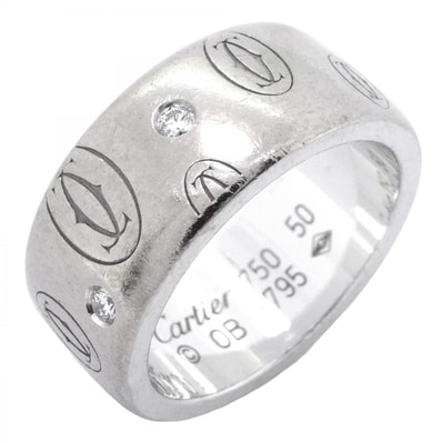 【6jdb0408-13】カルティエ リング ハッピーバースデー K18WG ホワイトゴールド ダイヤモンド #50【中古】レディース