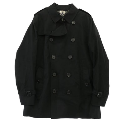 BURBERRY LONDON バーバリー ロンドン コート KENSINGTON ケンジントン ノバチェック トレンチコート ブラック系 50【中古】