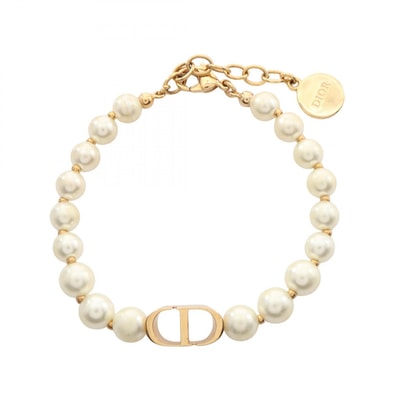 ディオール Dior CDロゴ ブレスレット アクセサリー GP(ゴールドメッキ) フェイクパール レディース ゴールド系 / ホワイト系 【中古】