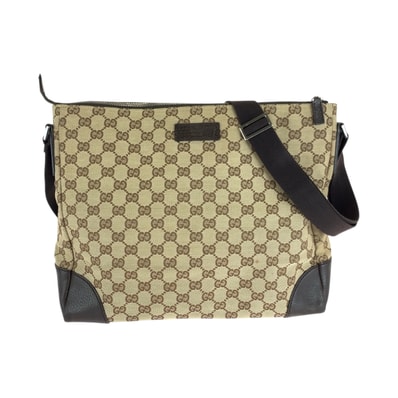 美品 GUCCI グッチ 男女兼用 ベージュ ブラウン シルバー金具 GGキャンバス ショルダーバッグ メッセンジャーバッグ 506318 【中古】