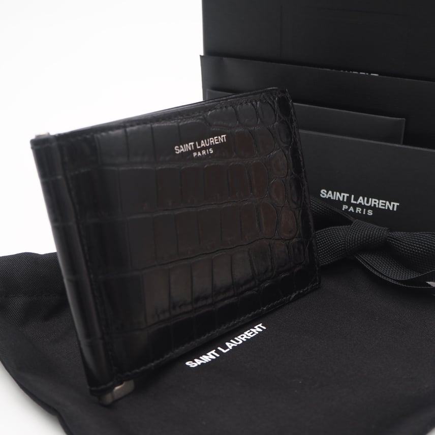 B (目立った傷や汚れなし)】美品 SAINT LAURENT サンローラン クロコ型 B (目立った傷や汚れなし)】美品 SAINT LAURENT サンローラン クロコ型
