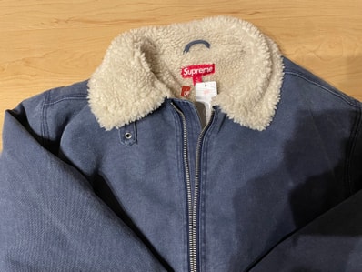 Supreme Faux Shearling Lined Bomber Jacket "Navy"