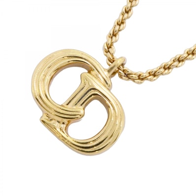 【6jdb0413-k】クリスチャンディオール ネックレス CDロゴ GPメッキ ゴールド【中古】レディース