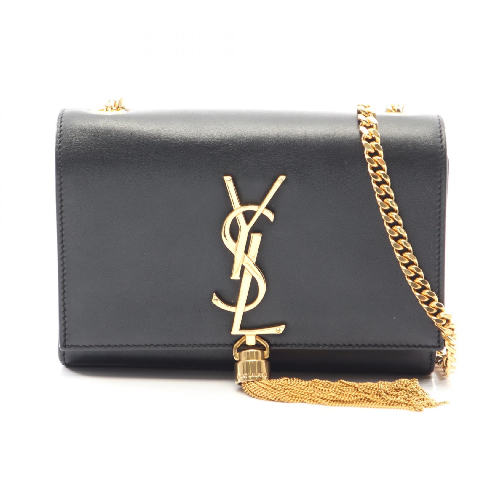 サンローランパリ SAINT LAURENT PARIS ケイト モノグラム ショルダーバッグ バッグ レザー レディース ブラック系 354120 【中古】