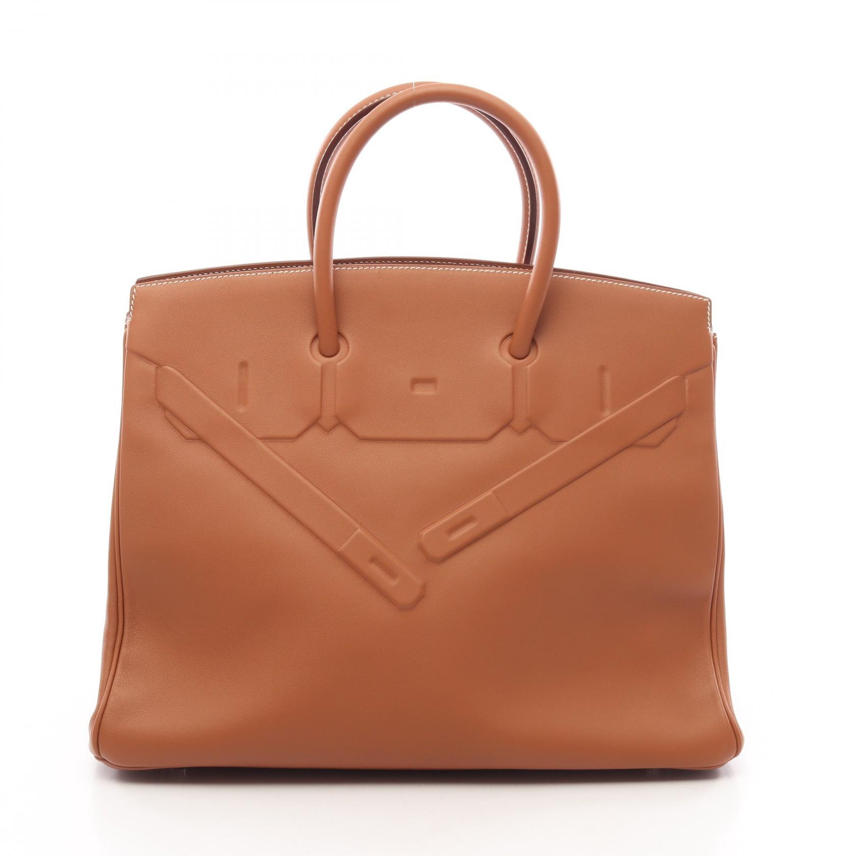 エルメス HERMES シャドーバーキン35 ハンドバッグ バッグ レザー ヴォースイフト ヴォースイフト ゴールド D刻印(2019年製造) レディース ブラウン系 【中古】