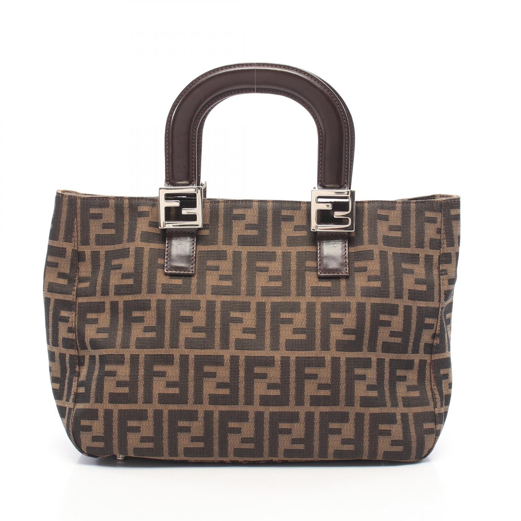 フェンディ FENDI ズッカ トートバッグ バッグ キャンバス レザー レディース ブラウン系 / ブラック系 26329 【中古】