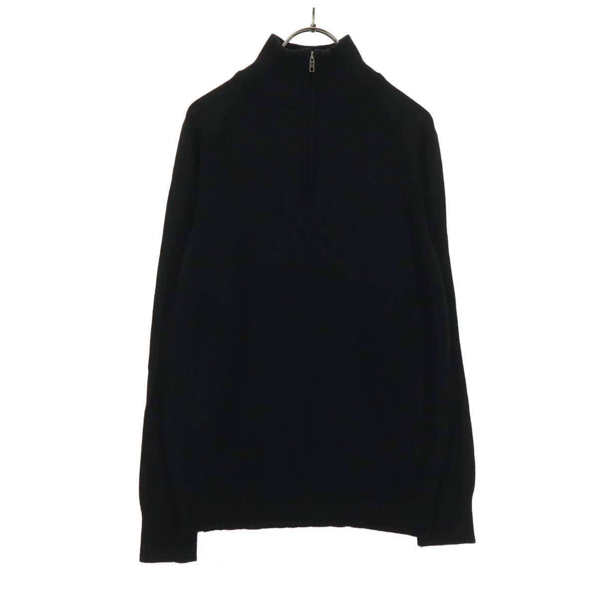 美品 GAP ギャップ 長袖 タートル ハーフジップ ラグラン ニット セーター S ブラック イタリアン メリノウール