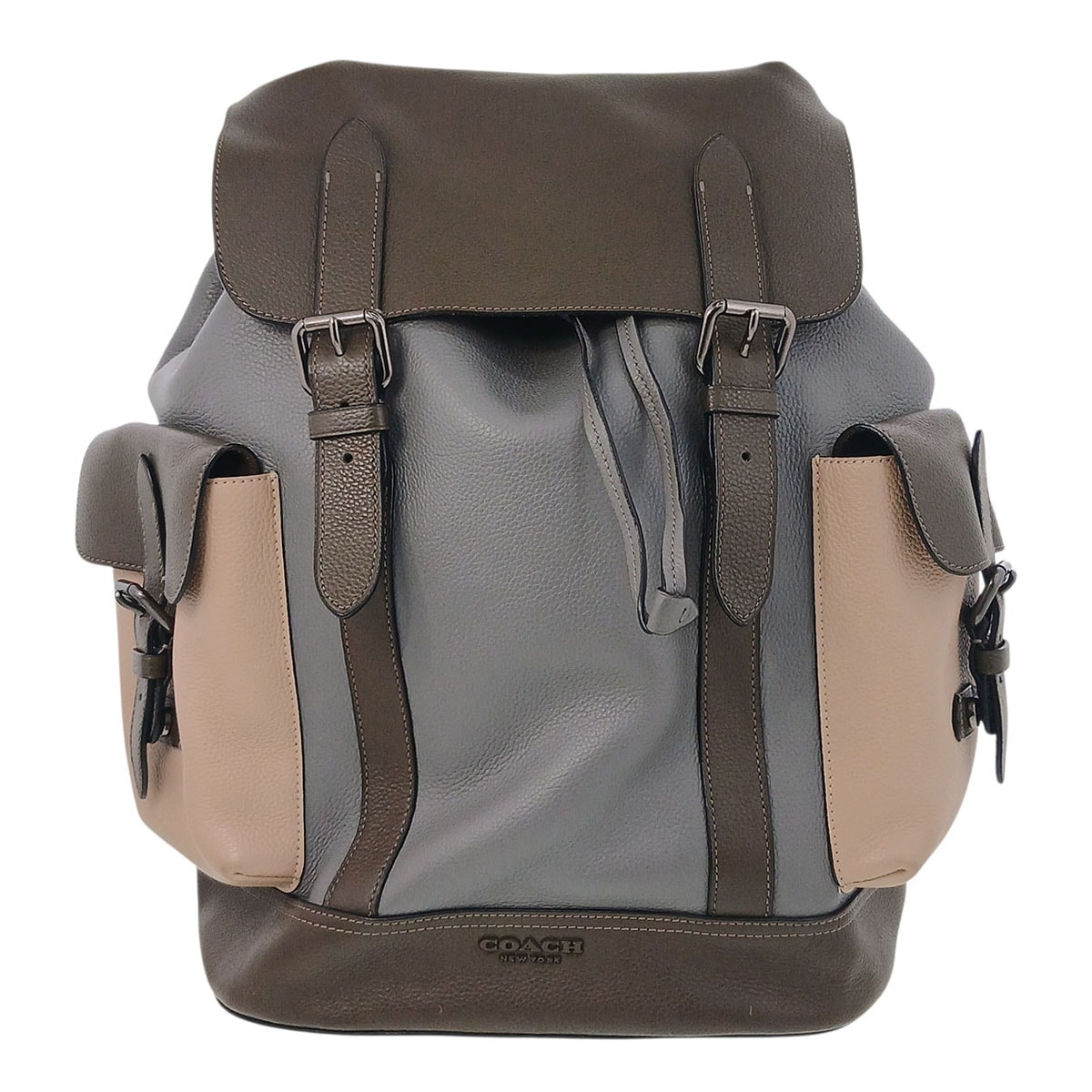 COACH コーチ ハドソン カラーブロック レザーリュック バックパック リュック・デイパック 2390 レザー ブラウン グレー  メンズ【中古】